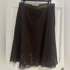 Old Navy Brown A-Line Skirt with Sequin Accents